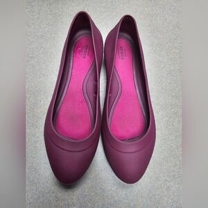 Eve Crocs Flat Ballet Toe Women's Slip On Comfort Flats Pointed Toe Purple Sz 8